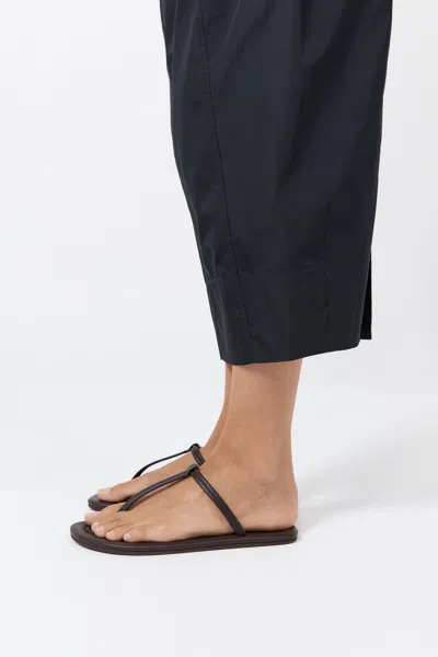 St Agni T Slide Leather Sandals In Brown