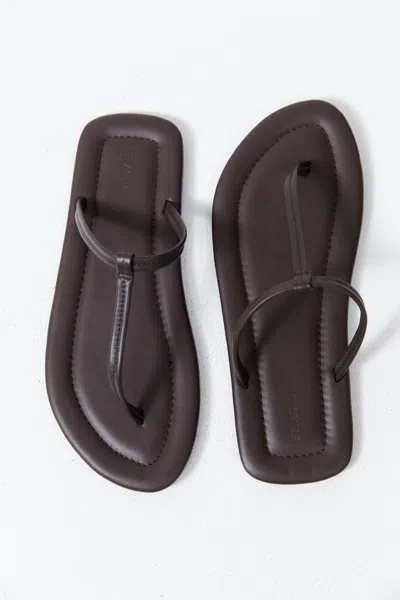 St Agni T Slide Leather Sandals In Brown