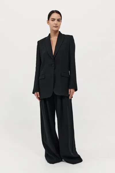 St Agni Tailored Linen Blazer In Black
