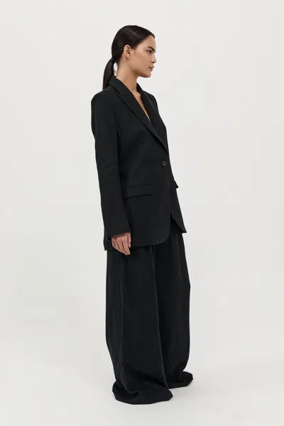 St Agni Tailored Linen Blazer In Black