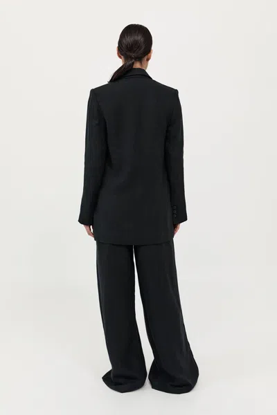 St Agni Tailored Linen Blazer In Black