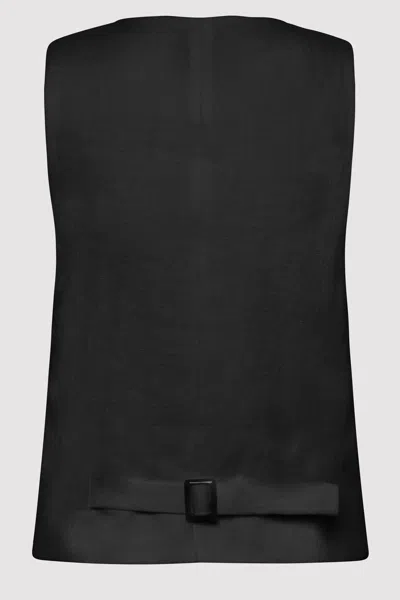 St Agni Tailored Linen Vest In Black