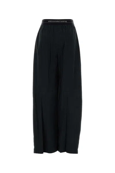 Alexander Wang Black Cotton Blend Wide-leg Pant In Black