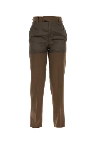 Mm6 Maison Margiela Two-tone Design Trousers Featuring Back Pocket In Green