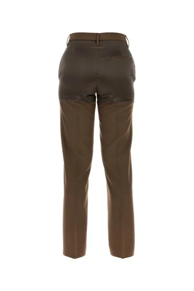 Mm6 Maison Margiela Two-tone Design Trousers Featuring Back Pocket In Green