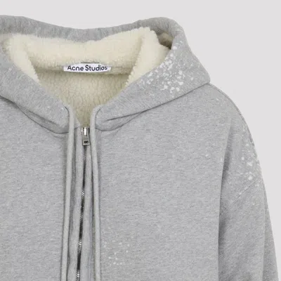 Acne Studios Womens Grey Melange Internal-fleece Relaxed-fit Cotton-blend Hoodie Xs In Gray