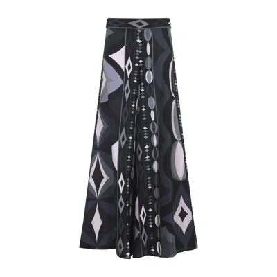 Pucci Geometric High Waist Wide Leg Trousers In Blue