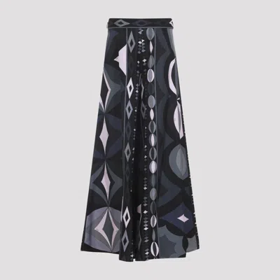 Pucci Geometric High Waist Wide Leg Trousers In Blue