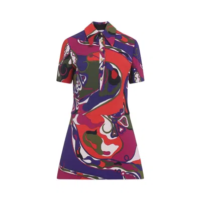 Pucci Fitted Waist Mini Dress With Button Accents In Multi