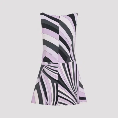 Pucci Backless Mini Dress Abstract Pattern In Purple