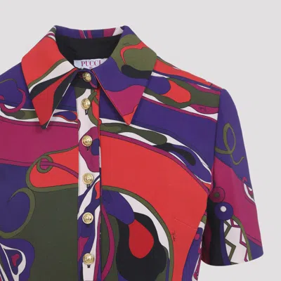 Pucci Fitted Waist Mini Dress With Button Accents In Multi
