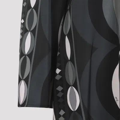 Pucci Geometric Pattern Long Sleeve High Neck Dress In Black