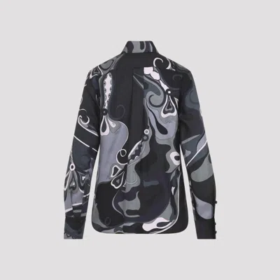 Pucci Abstract Pattern Long Sleeve Silk Shirt In Multi