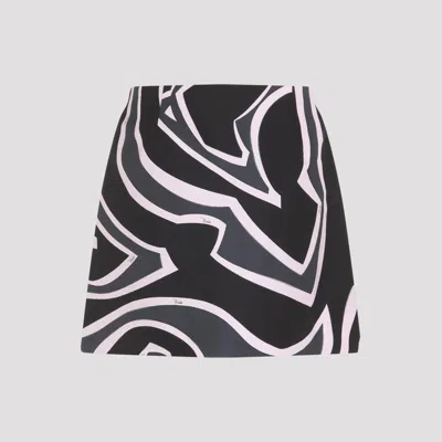 Pucci High Waist Abstract Pattern Mini Skirt In Black