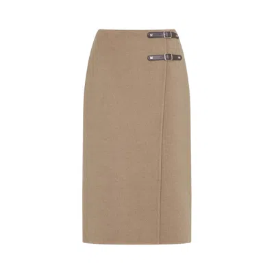 Max Mara Curzio Pencil Skirt Fibbia In Sand