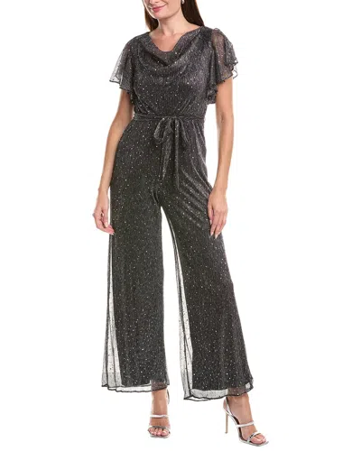 Maison Tara Foil Mesh Jumpsuit In Black