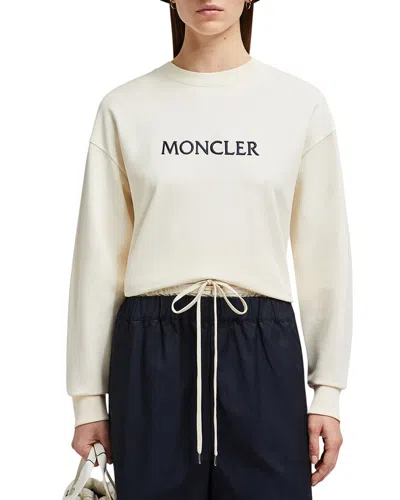 Moncler Off-white Embroidered Logo Sweatshirt In Beige