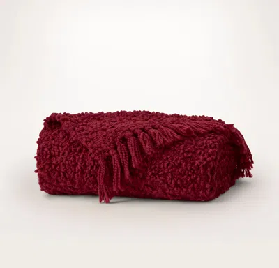 Boll & Branch Cozy Bouclé Throw Blanket In Red