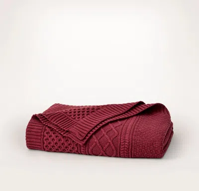 Boll & Branch Aran Knit Throw Blanket In Red
