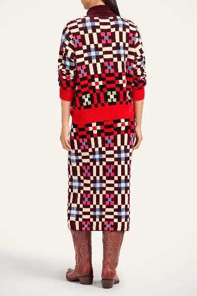 La Doublej Byte Geometric-pattern Knit Skirt In Multi