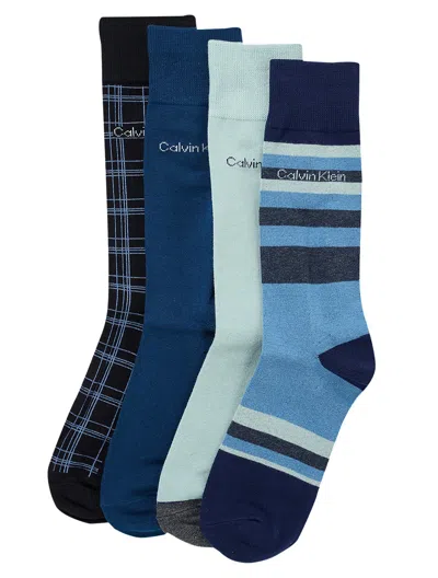 Calvin Klein 4-pack Assorted Dress Socks In Blue