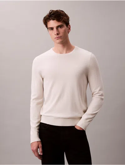 Calvin Klein Men's Extra Fine Merino Blend Crewneck Sweater In Neutral