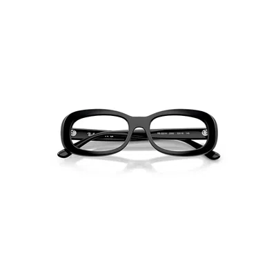 Ray Ban Rb2221v Optics Eyeglasses Black Frame Clear Lenses Polarized 53-18 In Black
