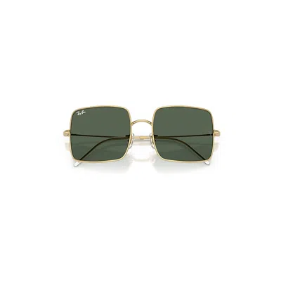 Ray Ban Square 1971 Reverse Sunglasses Arista Gold Frame Green Lenses 56-19 In Gold
