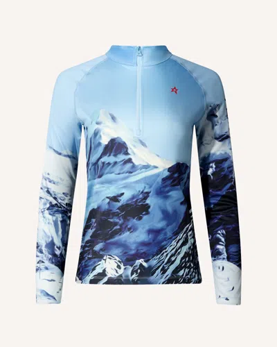 Perfect Moment Quarter Zip Base Layer Top In Ski Lift Blue
