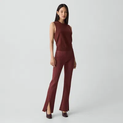 Theory Flared Slit Legging In Motion Ponte In Brown