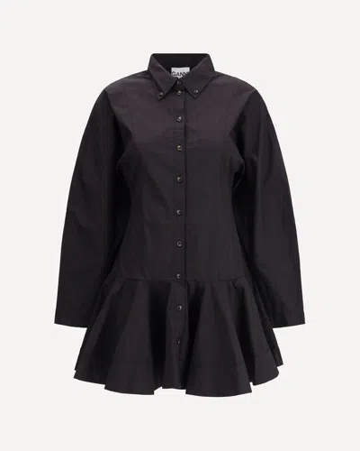 Ganni Women Short Chemisier Dress In Black