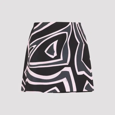 Pucci Wrap Mini Skirt In Silk Twill With Marmo Print In Multi
