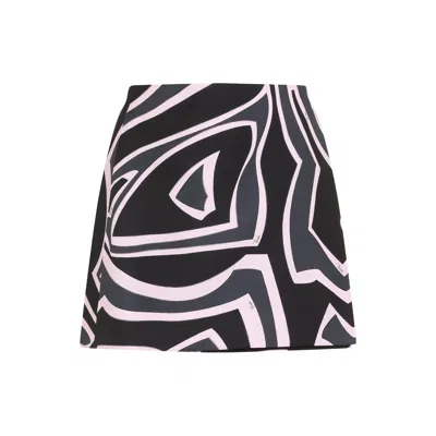 Pucci Wrap Mini Skirt In Silk Twill With Marmo Print In Multi