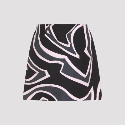 Pucci Wrap Mini Skirt In Silk Twill With Marmo Print In Multi
