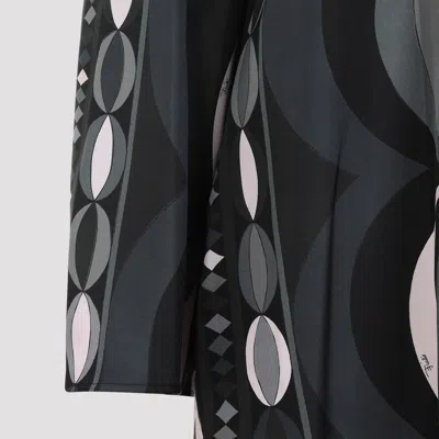 Pucci Geometric Pattern Long Sleeve High Neck Dress In Multi