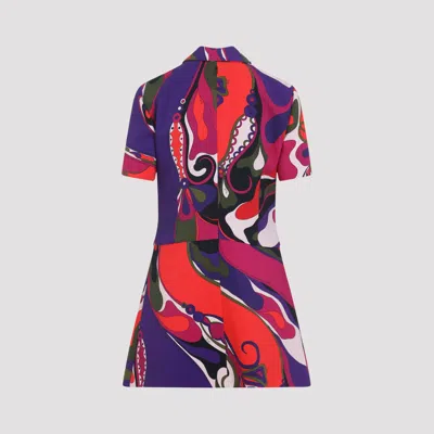 Pucci Fitted Waist Mini Dress With Button Accents In Multi