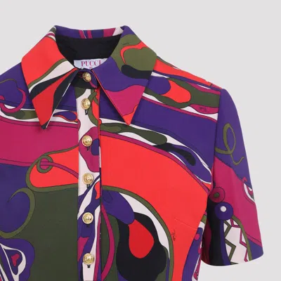 Pucci Fitted Waist Mini Dress With Button Accents In Multi