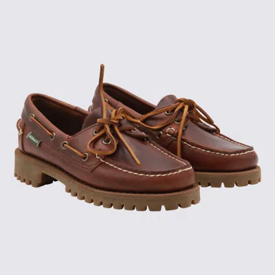 Sebago Ranger Waxy Leather Moccasins In Brown