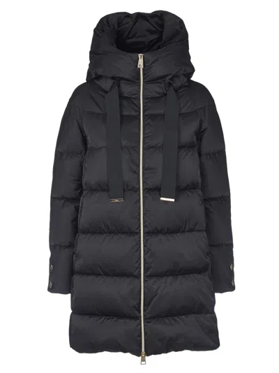 Herno A-shape Glossy Satin Down Jacket In Black