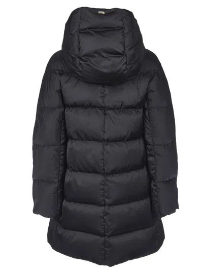 Herno A-shape Glossy Satin Down Jacket In Black