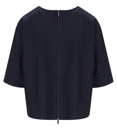 Max Mara Pinstripe Short-sleeved Top In Blue
