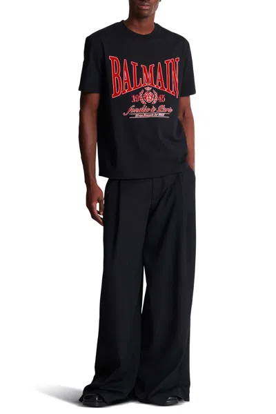 Balmain T-shirt With A Logo And Velvet Finish In Transparent