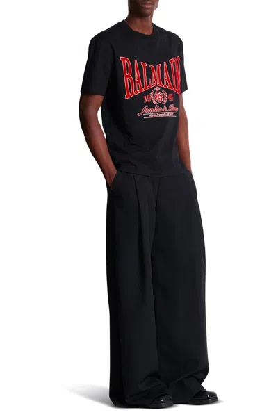 Balmain T-shirt With A Logo And Velvet Finish In Transparent