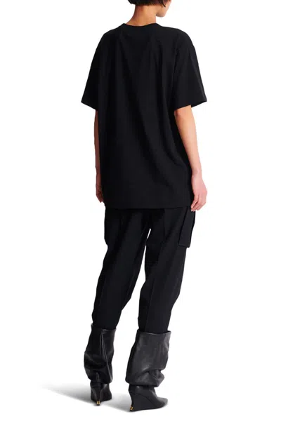 Balmain Leopard Print Cotton T-shirt Clothing In Black