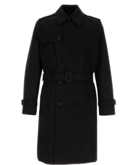 Burberry Narrow Double-breasted Windbreaker In Black