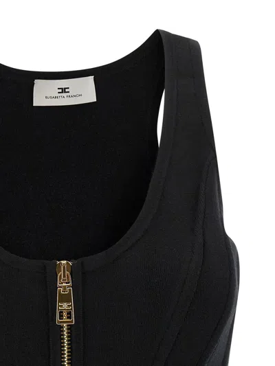 Elisabetta Franchi Structured Wool Blend Bustier Top In Black