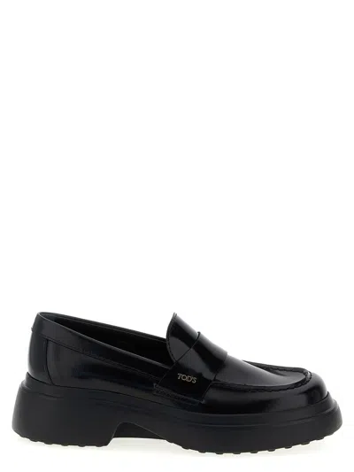 Tod's Leather Loafers In Black