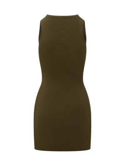 Diesel Green Ribbed Viscose M-caddix Minidress In Green