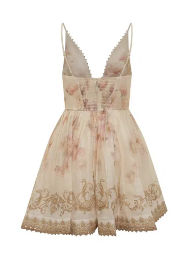 Zimmermann Hypnotic V-neck Mini Dress In Gold