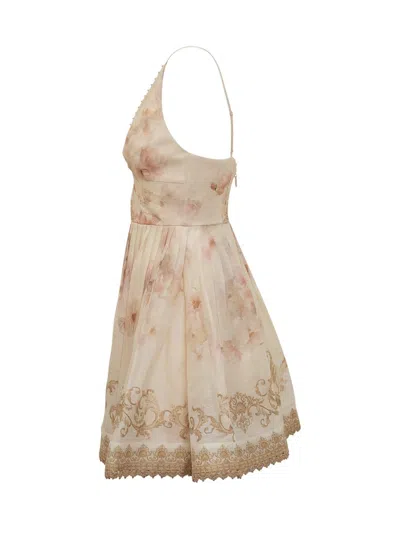 Zimmermann Hypnotic V-neck Mini Dress In Gold